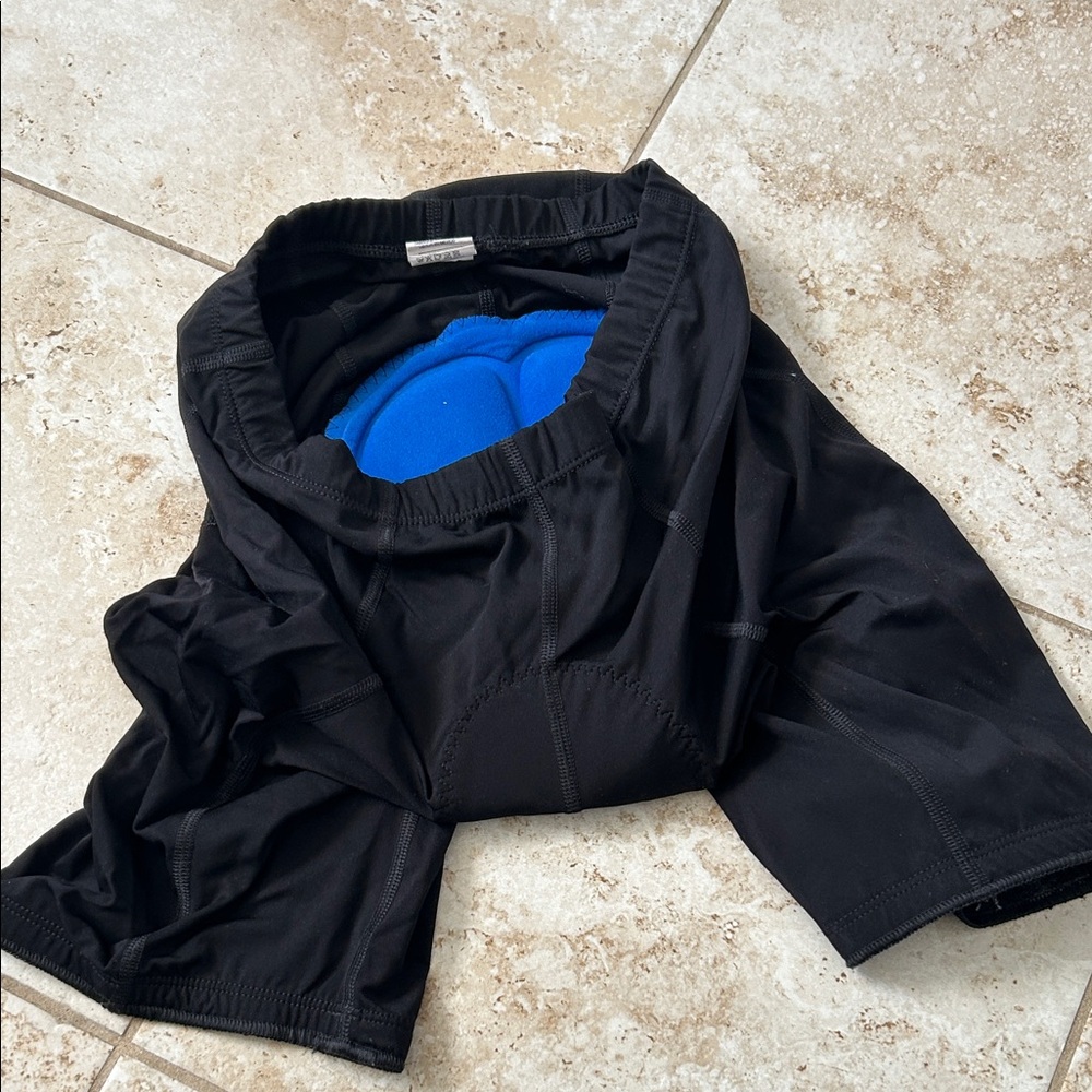 Black Cycling Shorts with Blue Padding